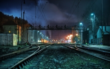 cityscapes skyline railroad tracks hdr photography 2560x1600 wallpaper 